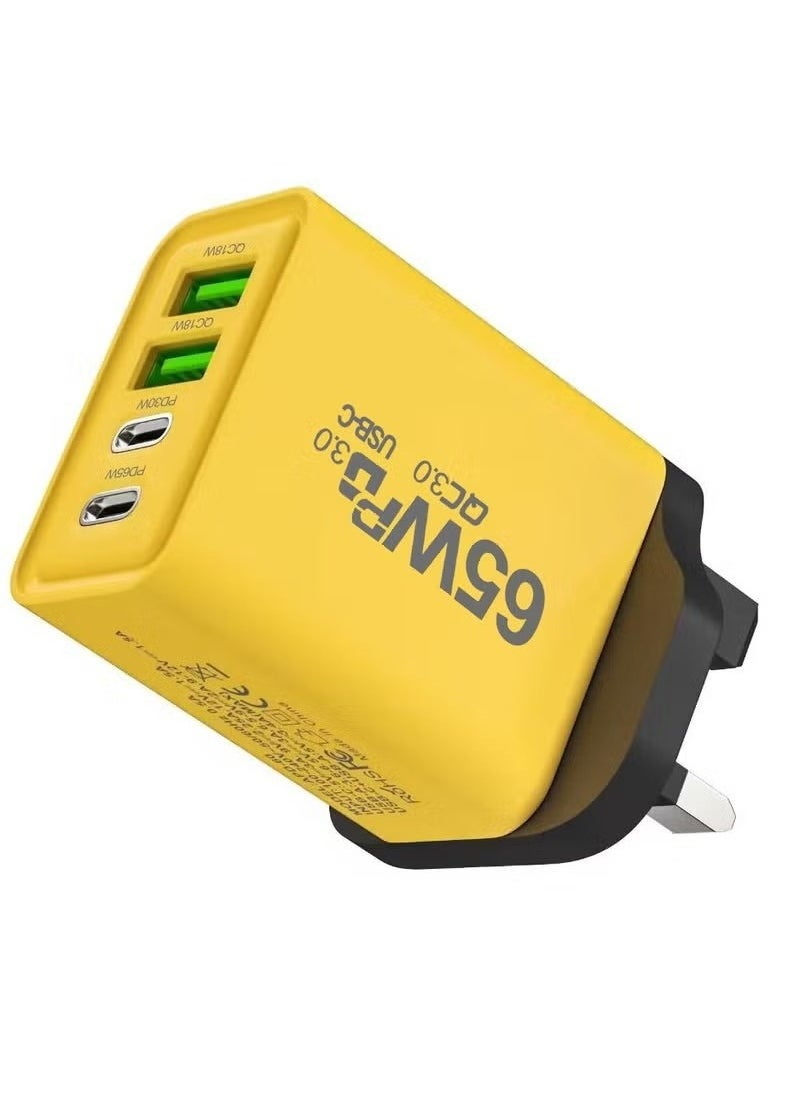 X-level 65W Type C Charger with Cable,Super Fast GaN Wall Charger with 2 PD USB C 2 QC USB A Laptop Charger,4-Port Compact Foldable UK Plug Adaptor for MacBook Air Samsung iPhone iPad Galaxy Huawei Xiaomi and More  - Image 2