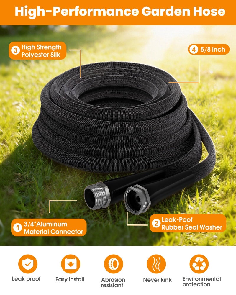 GUKOK 100 FT Garden Hose, Non-Expanding Water Hose, Ultra Flexible, Burst-Resistant, Kink-Free, High-Pressure Garden Hose for Easy All-Weather Use on Lawns, Gardens, and Outdoor Cleaning - Image 3