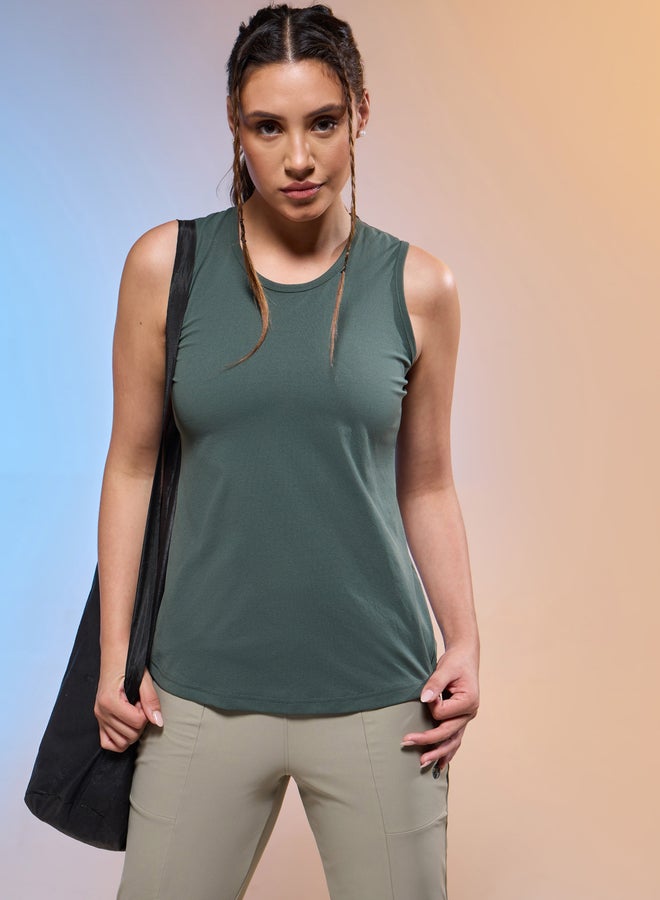 Technosport Women Solid Slim Fit Round Neck Tank - Image 1