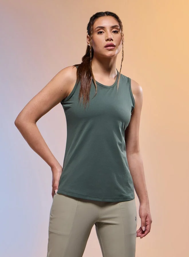 Technosport Technosport Women Solid Slim Fit Round Neck Tank