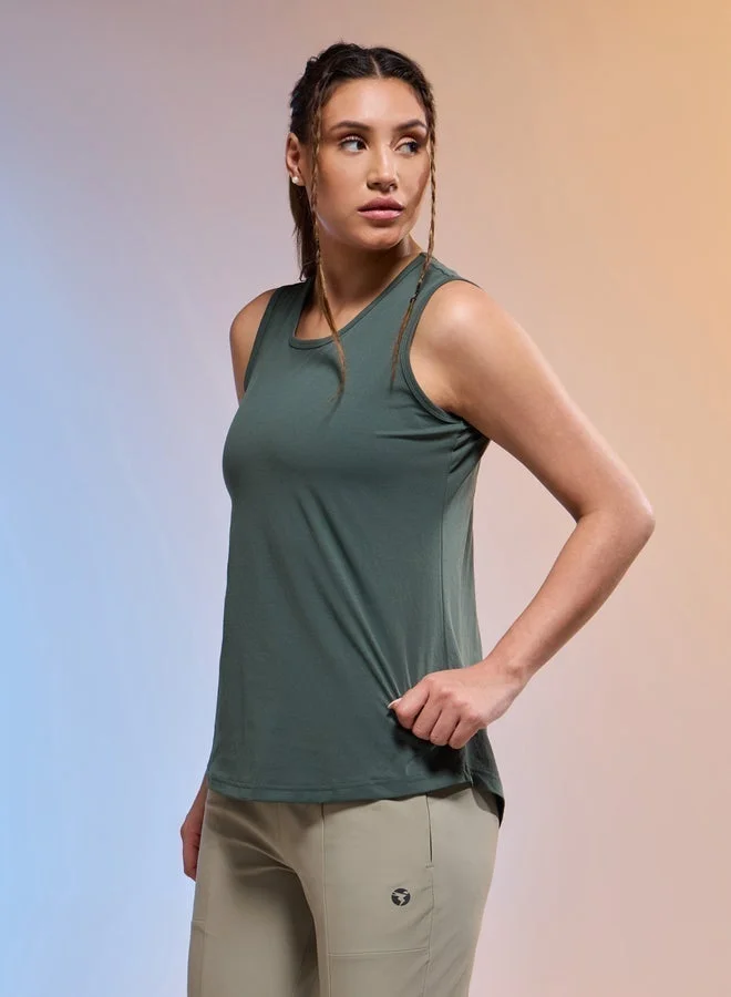 Technosport Technosport Women Solid Slim Fit Round Neck Tank