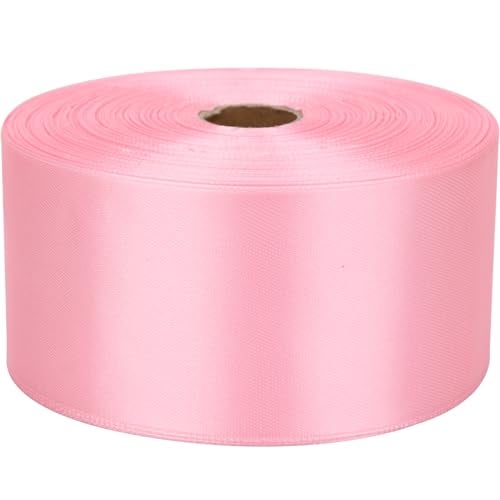 Nsilu 2 inch Pink Satin Ribbon 50 Yards Solid Fabric Ribbons Roll for Gift Wrapping, Satin Weddings,Flower Bouquet, Invitations,Sewing,Party Decorations, Holiday Decorating and More - Image 1