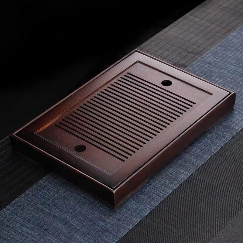 SHTWX 14 Inch Chinese Gongfu Bamboo Tea Tray Table Box with Water Storage for Kungfu Tea Set 