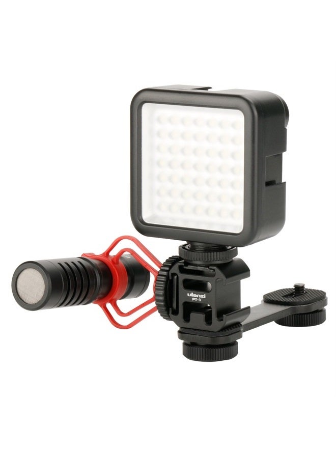 Ulanzi PT-3 Triple Cold Shoe Mounts Plate Microphone Led Video Light Extension Bracket Microphone Stand Rig Compatible for DJI OSMO Mobile 3 2 OM 4 Zhiyun Smooth 4/Feiyu Vimble 2 Gimbal Stabilizer - Image 3