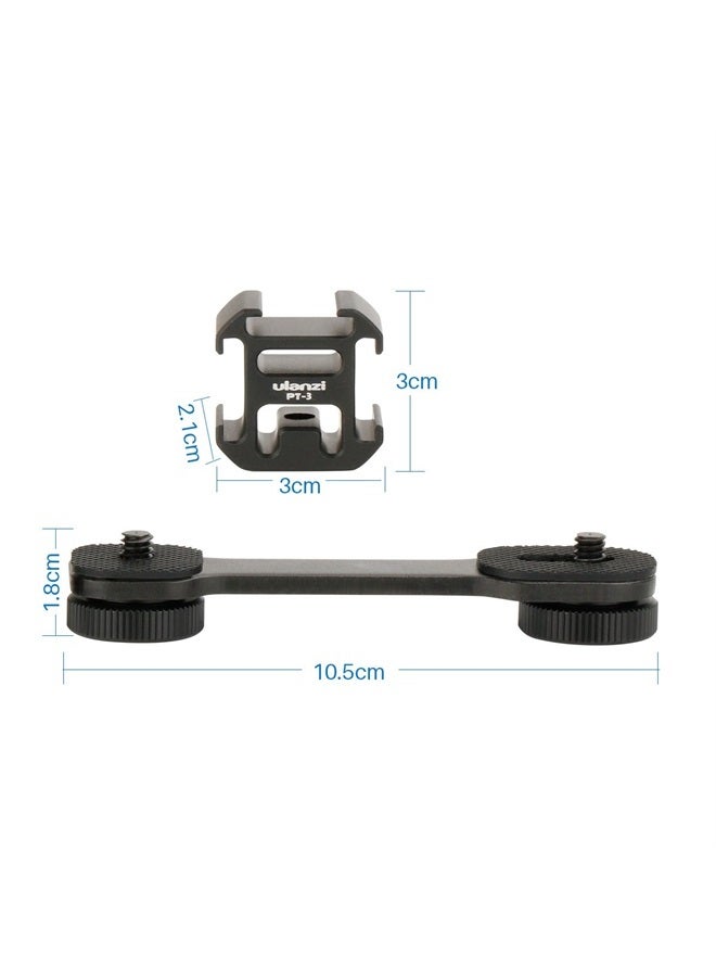 Ulanzi PT-3 Triple Cold Shoe Mounts Plate Microphone Led Video Light Extension Bracket Microphone Stand Rig Compatible for DJI OSMO Mobile 3 2 OM 4 Zhiyun Smooth 4/Feiyu Vimble 2 Gimbal Stabilizer - Image 1