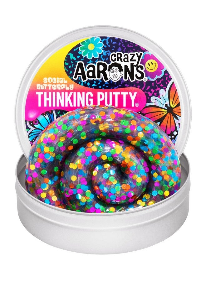 Crazy Aaron's Social Butterfly Thinking Putty 4 Tin Seethrough Putty Soft Texture Thinking Putty Nontoxic Sensory Play Putty Never Dries Out Creative Toy For Ages 3+ - Image 1