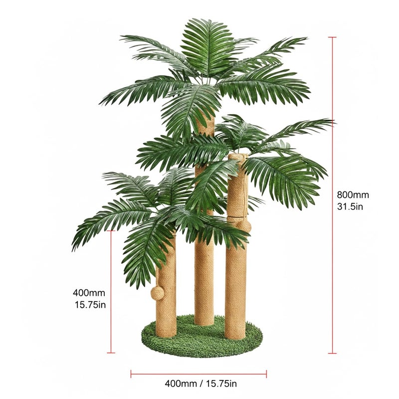 LEMONDA 31.5Inch Cat Scratching Post,Cat Scratcher Tree with 3 Scratching Poles & 2 Interactive Dangling Balls,Cats Scratching Posts for Indoor Kitten & Adult Cats - Image 3