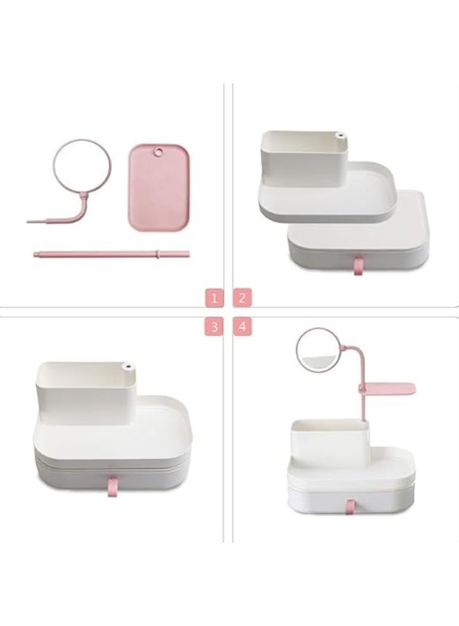 مرآة مكياج بحامل، مع قاعدة تخزين، قابلة للتعديل وقاعدة تخزين واسعة لحفظ مستحضرات التجميل والإكسسوارات جذابة تناسب مختلف أنماط الديكور - Image 2