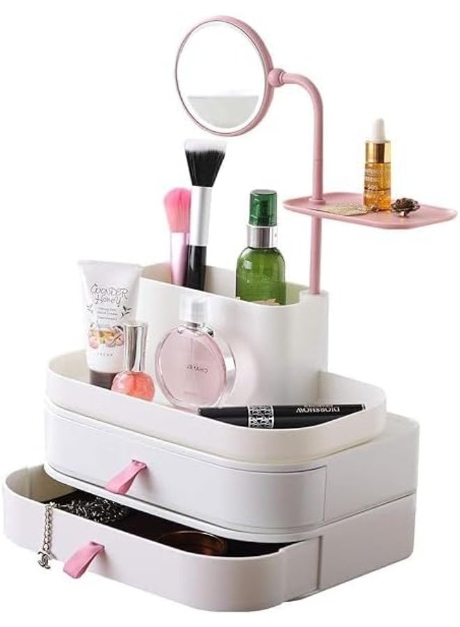 مرآة مكياج بحامل، مع قاعدة تخزين، قابلة للتعديل وقاعدة تخزين واسعة لحفظ مستحضرات التجميل والإكسسوارات جذابة تناسب مختلف أنماط الديكور - Image 4