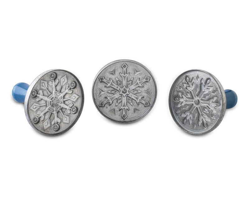 Nordic Ware Snowflake Cookie Stamps Set of 3 Sturdy Cast Aluminium Cookie Stamp Set Cookie Press Set Made in the USA Sturdy and Durable Biscuit Maker Press Set