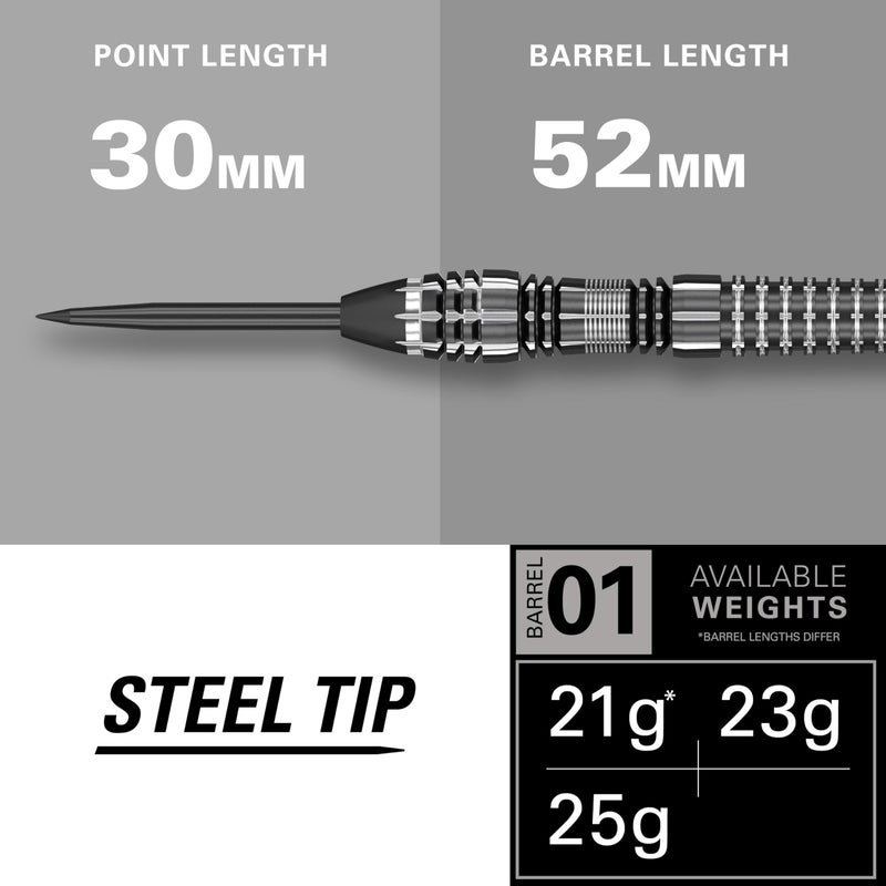 TARGET Darts Phil Taylor Power 8-Zero Black P8Z4 80% Tungsten Steel Tip Darts Set, 21G | Phil Taylor Darts, Player Edition Set | Pro Darts Accessories, Professional Darts Set, Dart Case Included - Image 3