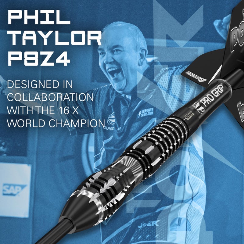 TARGET Darts Phil Taylor Power 8-Zero Black P8Z4 80% Tungsten Steel Tip Darts Set, 21G | Phil Taylor Darts, Player Edition Set | Pro Darts Accessories, Professional Darts Set, Dart Case Included - Image 2