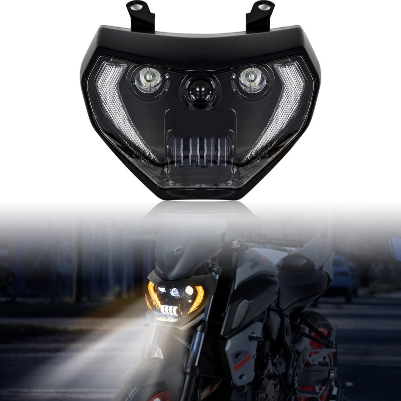 VEISUTOR LED Headlight for Yamaha MT07 MT09 FZ09 LED Head Light Headlamp Front Lamp with High Low Beam Turn Signal Light White Running Lights for Yamaha MT07 MT09 FZ09 20142019 Accessories