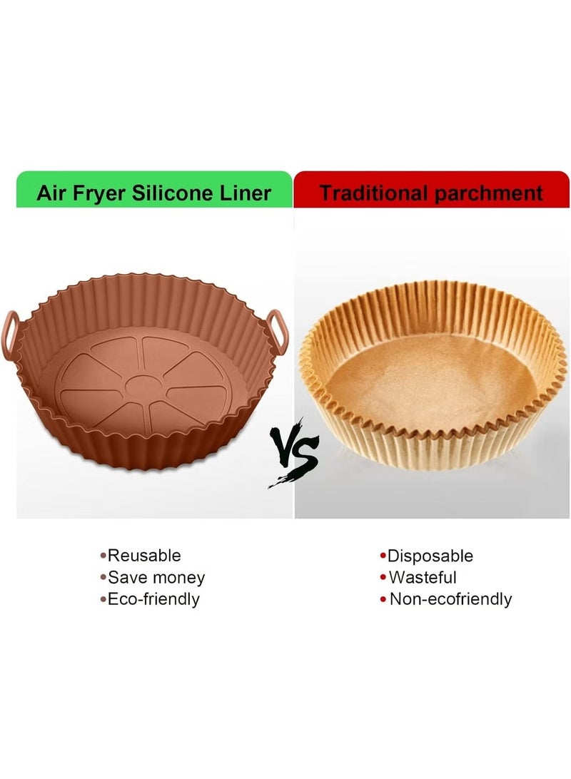 Upgrade Your Air Frying Experience with the Ultimate Silicone Liner Say goodbye to the hassle of scrubbing your air fryer basket. Our premium silicone liner is designed to keep your appliance spotless while delivering perfectly cooked meals every time. The innovative grooved base allows for superior air circulation, ensuring your favorite snacks are crispy on the outside and tender on the inside. Made from heavy-duty, food-grade silicone, this liner is built to last and can handle the highest oven settings. It's the must-have eco-friendly accessory for every air fryer owner, making healthy cooking and cleaning faster and simpler than ever. - Image 4