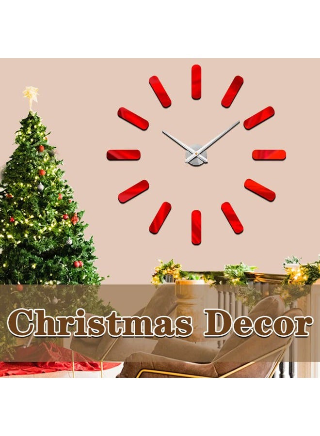 VANGOLD Frameless Wall Clock, 3D Modern Trend Wall Clocks for Living Room Decor, DIY Large Wall Clock Easy to Install Silent and Size Adjustable, Suitable for Kitchen, Farmhouse, Bedroom (Red) - Image 2