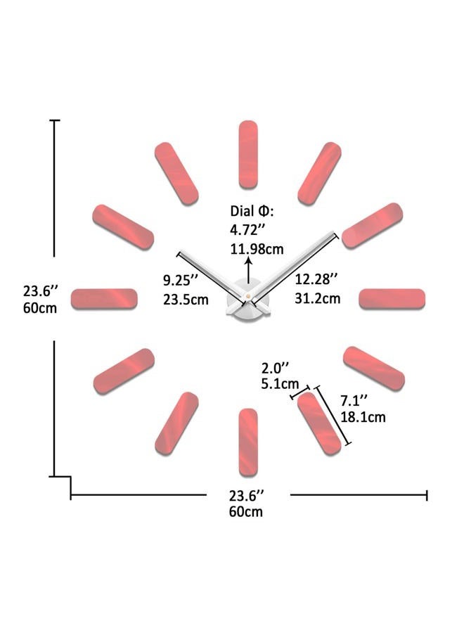 VANGOLD Frameless Wall Clock, 3D Modern Trend Wall Clocks for Living Room Decor, DIY Large Wall Clock Easy to Install Silent and Size Adjustable, Suitable for Kitchen, Farmhouse, Bedroom (Red) - Image 3