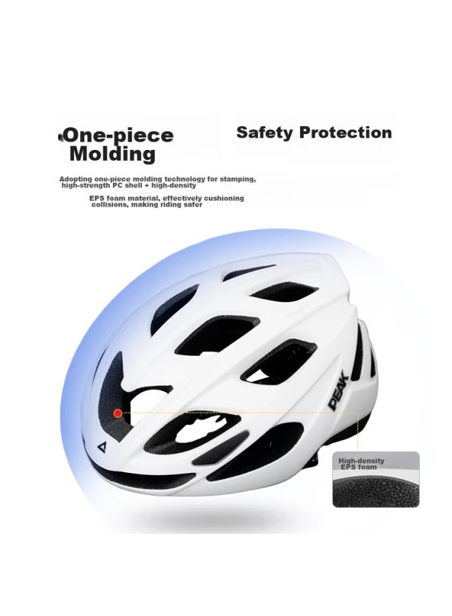 Peak Bicycle Helmet, Mountain And Road Bike Riding Helmet, One-piece Molding Safety Helmet For Men And Women, Matte White Classic Style - Image 2