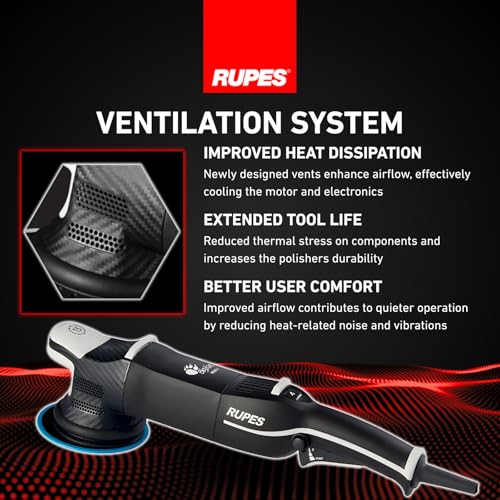 RUPES Bigfoot LHR15V/BAS Mark V Random Orbital Polisher Kit for Car Detailing & Removing Scratches | Pad Slipping Prevention | Anti-Spinning Ring | Improved Balance and Control - Image 3