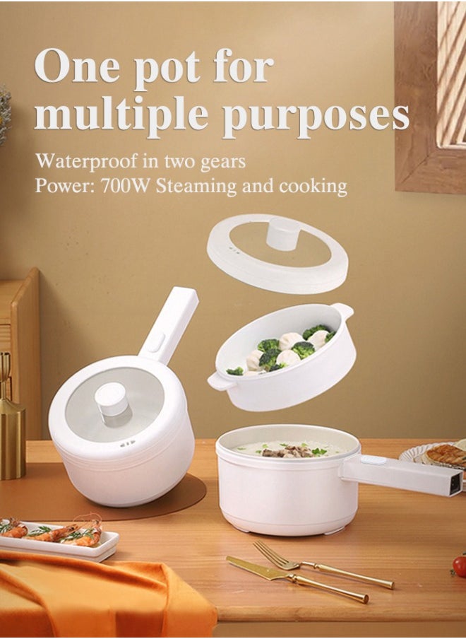 2L electric hot pot with steamer and temperature control, timed appointment, non-stick rice cooker shabu-shabu, frying pan, electric frying pan for noodles, eggs, steak, oatmeal and soup