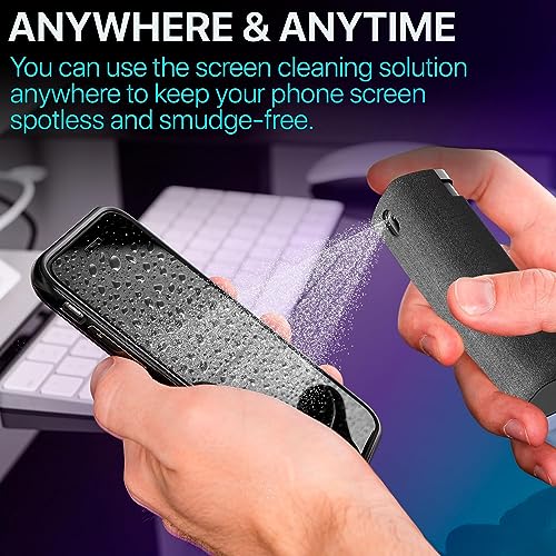 iO CLEAN Screen Cleaner Spray (16oz + mini Cleaner) – Best Large Cleaning Kit for LCD LED OLED TV, Smartphone, iPad, Laptop, Touchscreen, Computer Monitor, Electronic Devices, Microfiber Cloth and 2 Nozzles - Image 3