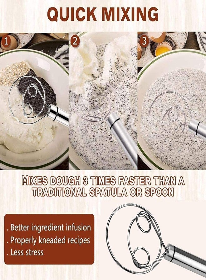 Ecogen Dough Whisk Food Grade 304 Stainless Steel Hand Mixer Bread Whisk 7.5 Inch Danish Whisk Dough Scraper Baking Tool for Bread Pastry or Pizza Dough - Image 5