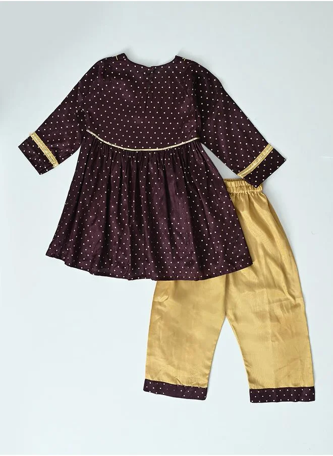 BELLA MODA Bella Moda Printed Long Sleeve Ethnic Top and Pants Set