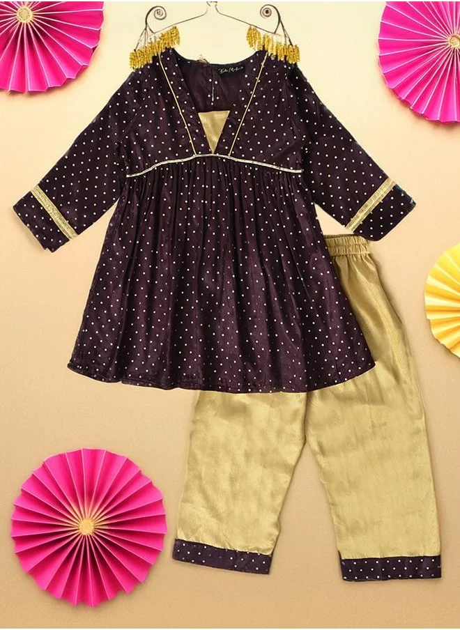 BELLA MODA Bella Moda Printed Long Sleeve Ethnic Top and Pants Set