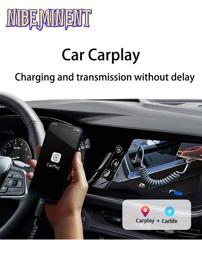 NIBEMINENT 240W 4-in-1 USB-C Charging Cable with Digital Display - Soft & Elastic Spring Wire, Fast Charging for iPhone, Xiaomi, Huawei & More - Multi-Port, High-Speed Data Transfer, Car Mountable, Car Charging Cable | Flexible Charging Cable | Durable Charging Cable（Grey） - Image 5