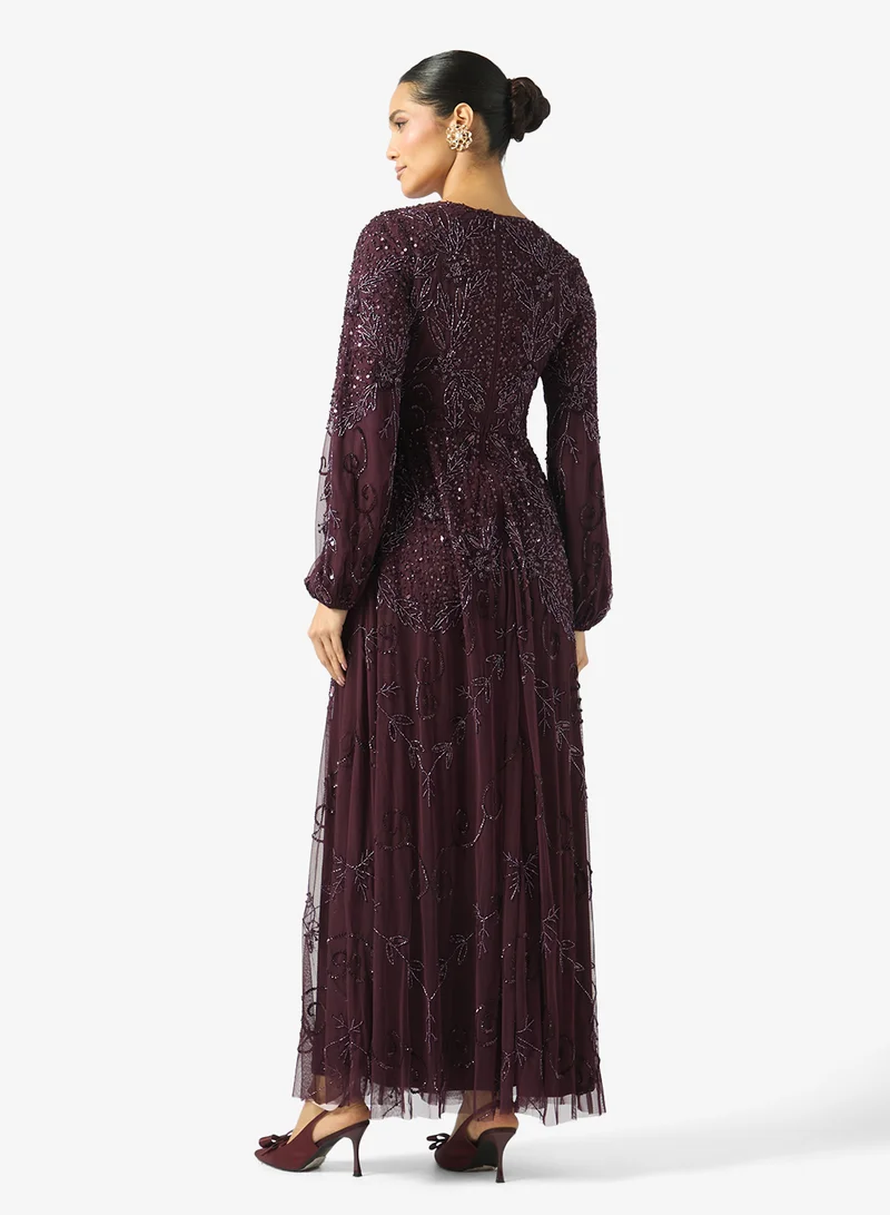 Maryisa  Embellished Boat Neck Maxi Dress for Women | Best Price UAE