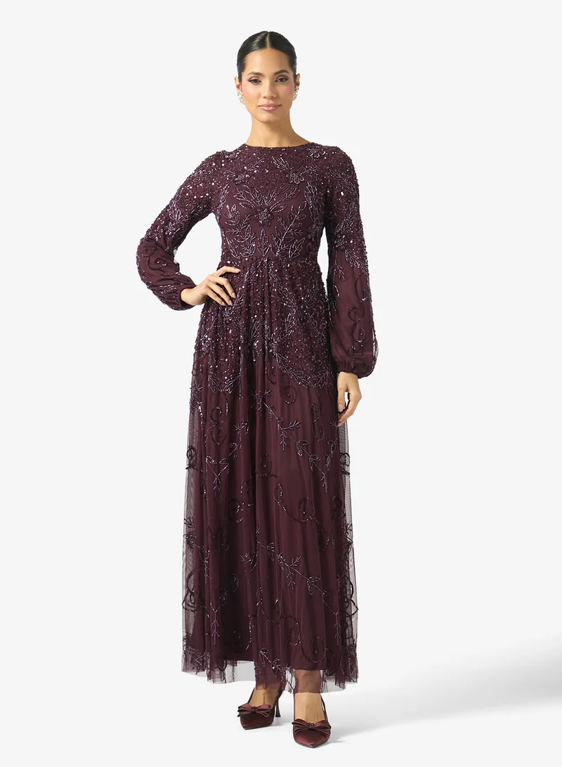 Embellished Boat Neck Maxi Dress