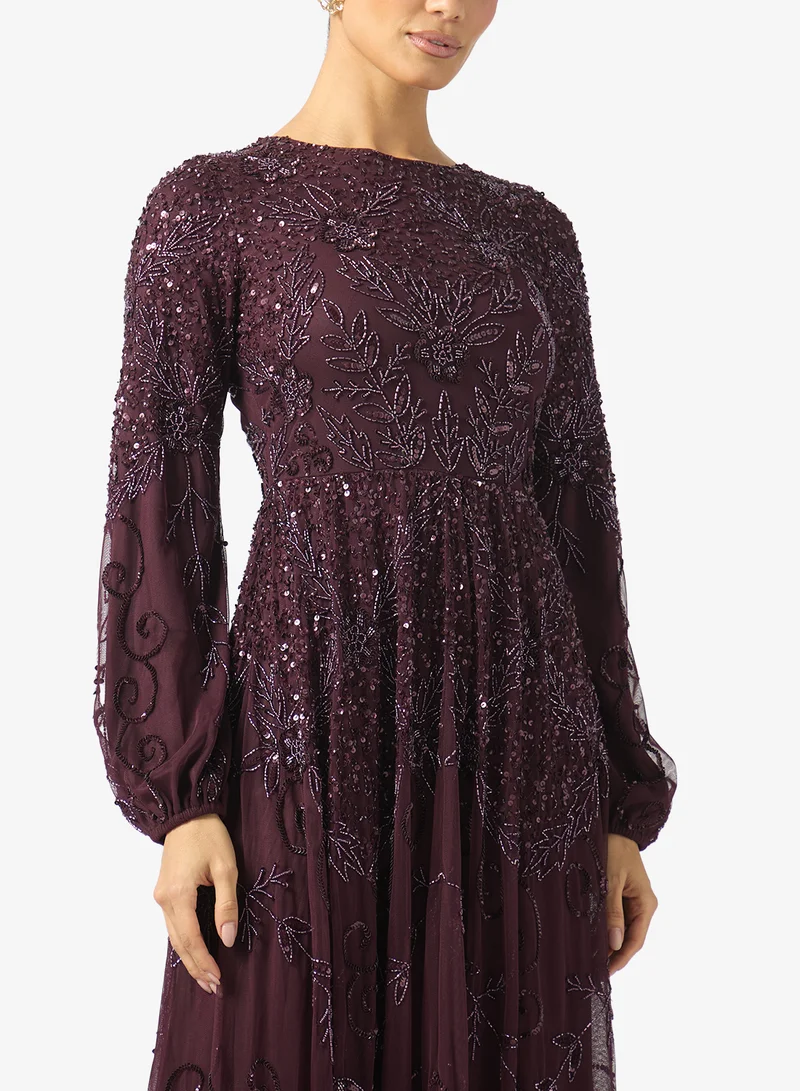 Maryisa  Embellished Boat Neck Maxi Dress for Women | Best Price UAE