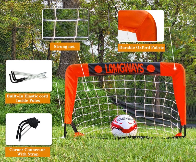 LOMGWAYS Soccer Goal for Backyard,Mini Soccer Goal with Size 1 Soccer Ball,Pump,Ground Stakes,Carrying Bag, Perfect for Backyard,Court,Field,Easy Setup,Great for All Levels - Image 4