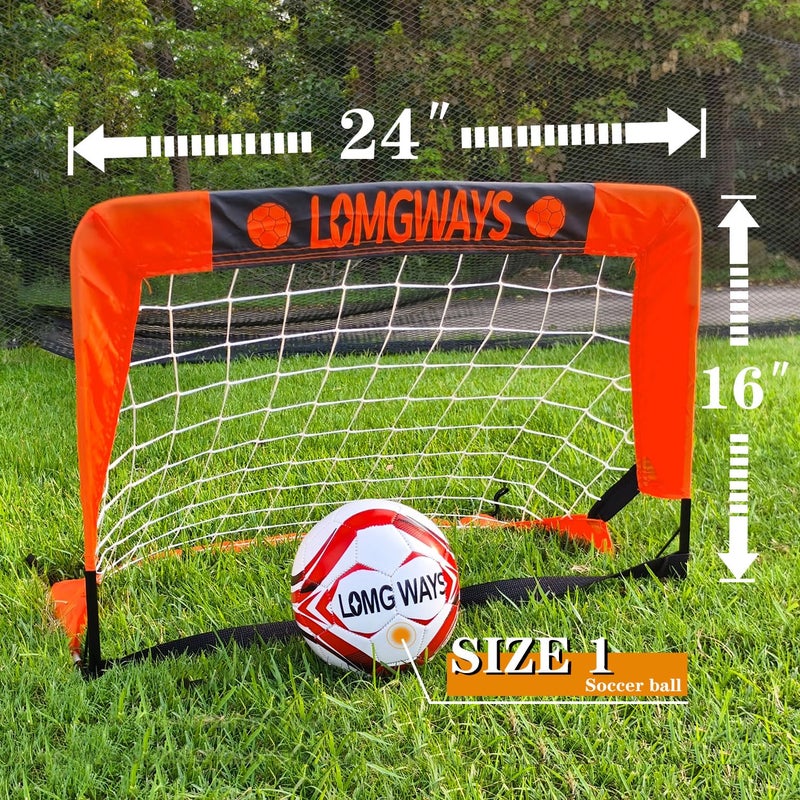 LOMGWAYS Soccer Goal for Backyard,Mini Soccer Goal with Size 1 Soccer Ball,Pump,Ground Stakes,Carrying Bag, Perfect for Backyard,Court,Field,Easy Setup,Great for All Levels - Image 2