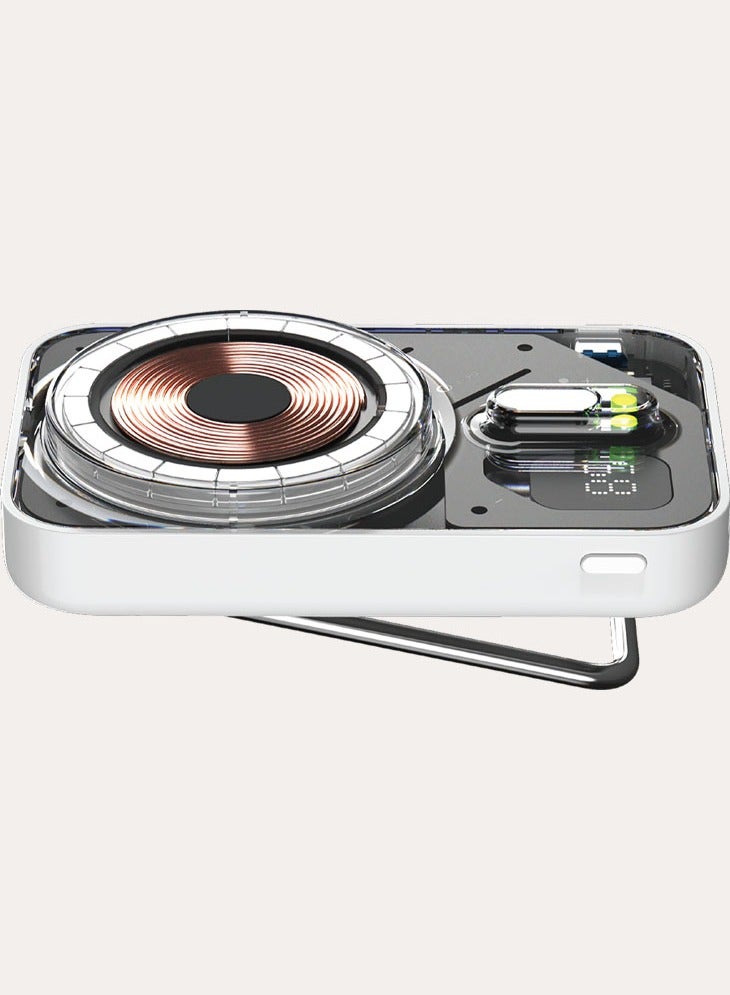 Momax 1-بطارية Power Flow Plus مغناطيسية لاسلكية سعة 10000 مللي أمبير مع حامل متوافقة مع Magsafe - أبيض - Image 4