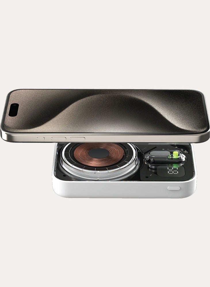 Momax 1-بطارية Power Flow Plus مغناطيسية لاسلكية سعة 10000 مللي أمبير مع حامل متوافقة مع Magsafe - أبيض - Image 5