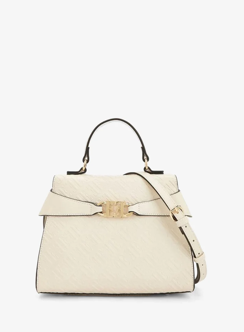 ايل Monogram Embossed Satchel Bag With Detachable Strap