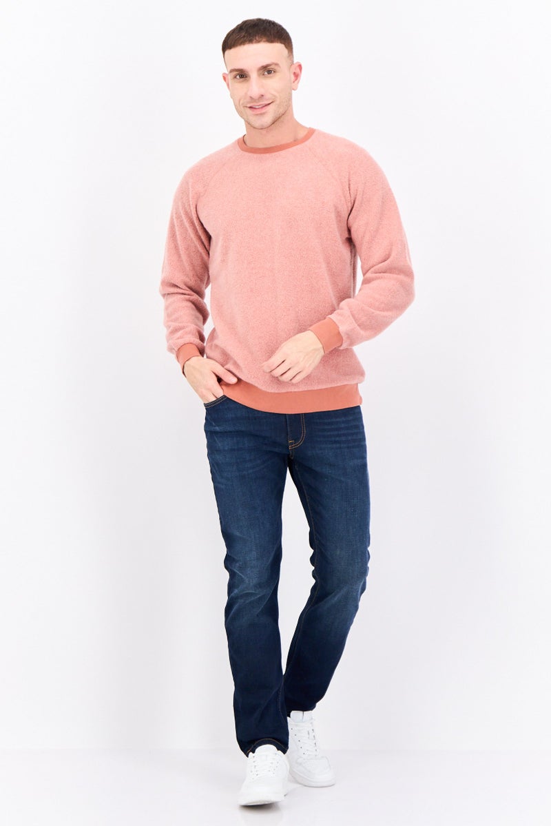 Feat Men Crew Neck Solid Long Sleeves Sweatshirt, Rust - Image 4