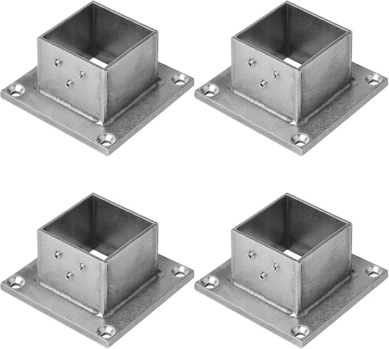 eoere 4 PCS 2" Square Post Flange Base, 304 Stainless Steel Deck Rail Systems for Floor Fence or Deck Mount 2" x 2" Post Fittings - Image 1