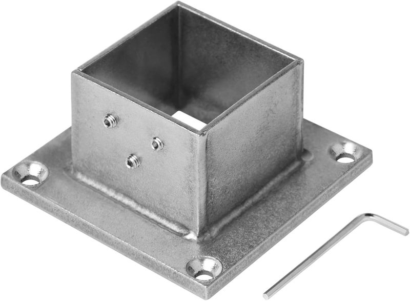 eoere 4 PCS 2" Square Post Flange Base, 304 Stainless Steel Deck Rail Systems for Floor Fence or Deck Mount 2" x 2" Post Fittings - Image 3