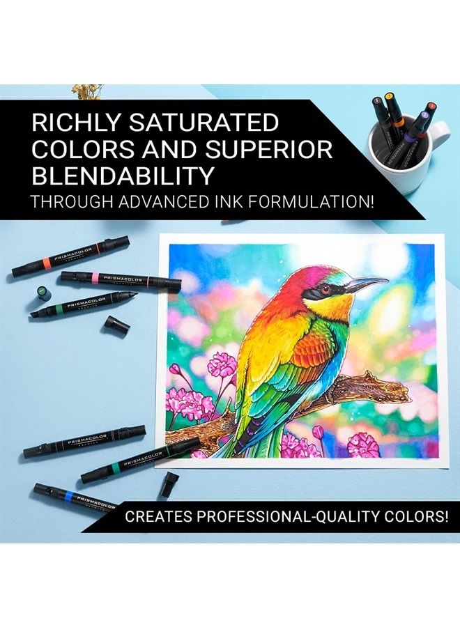 Prismacolor Premier Double-Ended Art Markers, Fine and Chisel Tip, 72 Pack