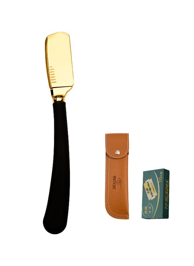 GUTCHE Men's Razor Kit with 10 Blades Stainless Steel Professional Barber Razor, Premium Mens Single Blade Razor Shaver, Beard Shaper Trimmer, Leather Pouch Included  - Image 1