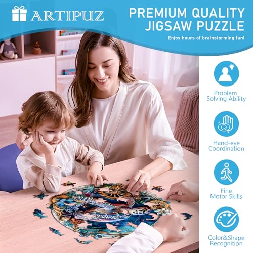 Artipuz Wooden Puzzles for Adults Embossed Sea Turtle Wooden Puzzle Unique Shape Wood Jigsaw Puzzle for Adults Wood Puzzles Adult Gifts for Family Wall Art Home Decor 290pcs 134 133in L - Image 5
