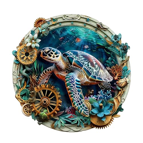 Artipuz Wooden Puzzles for Adults Embossed Sea Turtle Wooden Puzzle Unique Shape Wood Jigsaw Puzzle for Adults Wood Puzzles Adult Gifts for Family Wall Art Home Decor 290pcs 134 133in L - Image 1