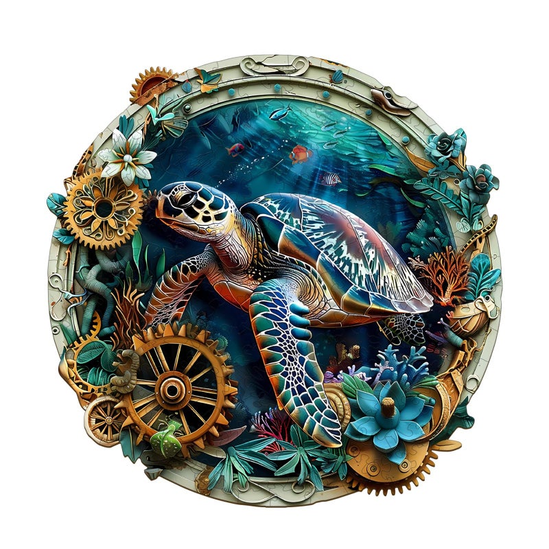 Artipuz Wooden Puzzles for Adults Embossed Sea Turtle Wooden Puzzle Unique Shape Wood Jigsaw Puzzle for Adults Wood Puzzles Adult Gifts for Family Wall Art Home Decor 290pcs 134 133in L - Image 3