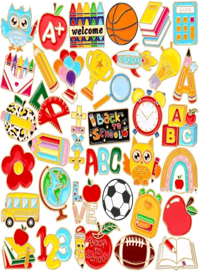 DTOFOOT 36Pcs Back to School Enamel Pins Bulk Welcome Back to School Gifts for Teacher Student First Day of School Brooch Lapel Pins for Clothes Backpack Accessories School Classroom Party Favors - Image 1