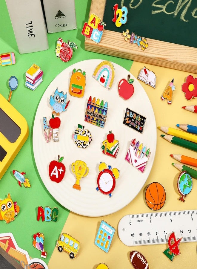 DTOFOOT 36Pcs Back to School Enamel Pins Bulk Welcome Back to School Gifts for Teacher Student First Day of School Brooch Lapel Pins for Clothes Backpack Accessories School Classroom Party Favors - Image 3