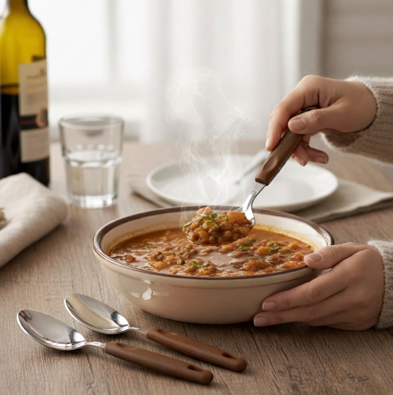 ديسينت ديسنت تيبل سبون سِت أوف 6 | ستينلس ستيل تي سبونز | إيرغونومِك هاندل | ميرر فينيش | دزرت سبونز فور هوم، كيتشن، ريستورانت، ديش واشر سيف - Image 2