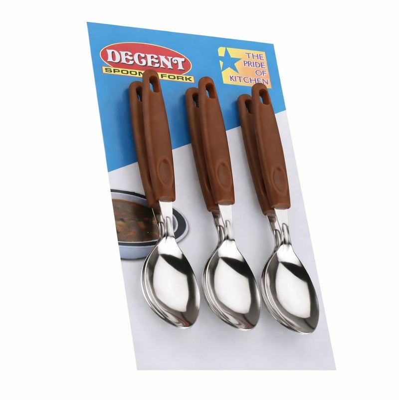 ديسينت ديسنت تيبل سبون سِت أوف 6 | ستينلس ستيل تي سبونز | إيرغونومِك هاندل | ميرر فينيش | دزرت سبونز فور هوم، كيتشن، ريستورانت، ديش واشر سيف - Image 3