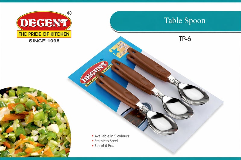 ديسينت ديسنت تيبل سبون سِت أوف 6 | ستينلس ستيل تي سبونز | إيرغونومِك هاندل | ميرر فينيش | دزرت سبونز فور هوم، كيتشن، ريستورانت، ديش واشر سيف - Image 4