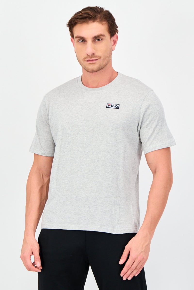 FILA Men Sportswear Fit Short Sleeve Outdoor T-shirt,  Light Grey Marl - Image 1